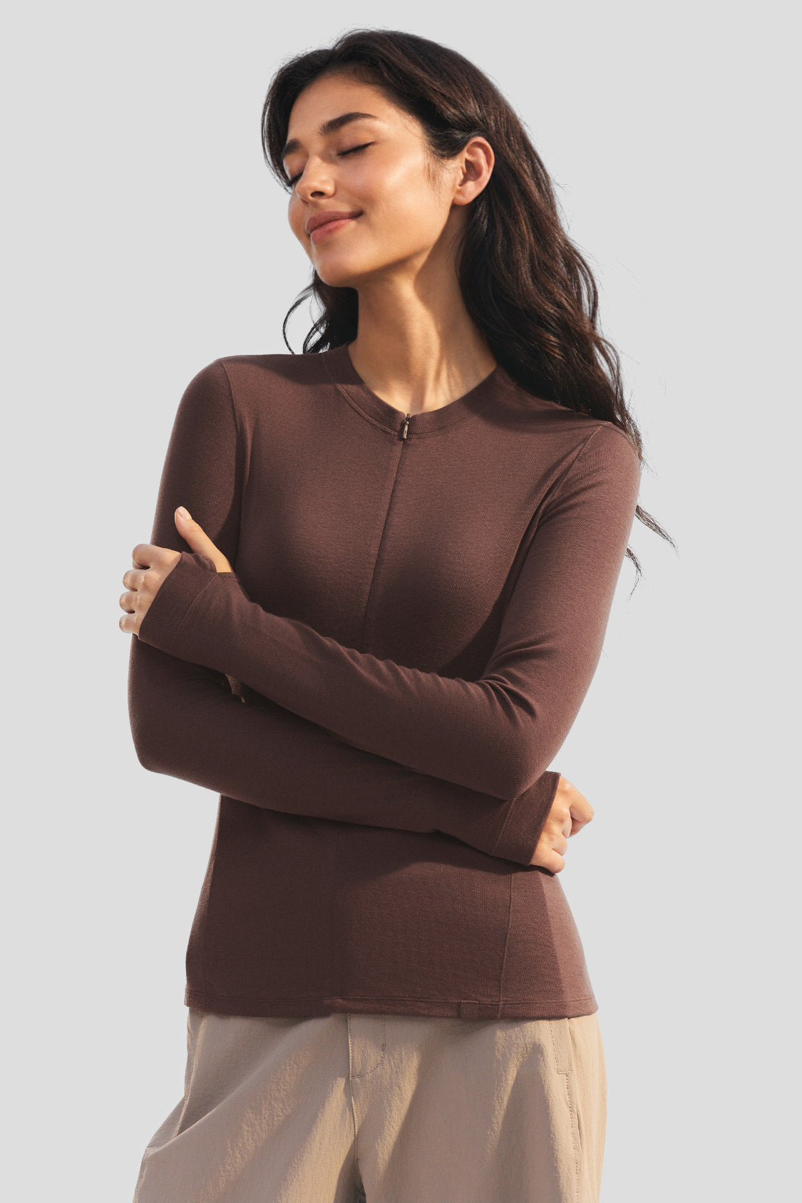 Women's Wool-Blend Crew-Neck Base Layer Top (Mid Warmth) HW002