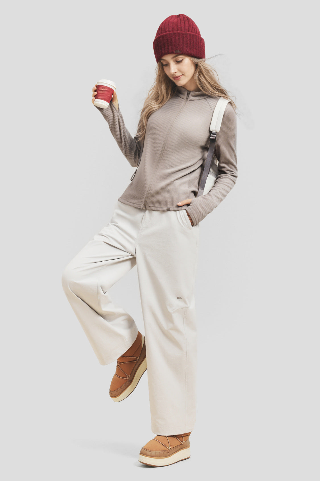 Women's High-Stretch Fleece Straight-Fit Two-Way-Zip Base Layer Top (Mid Warmth) PM022