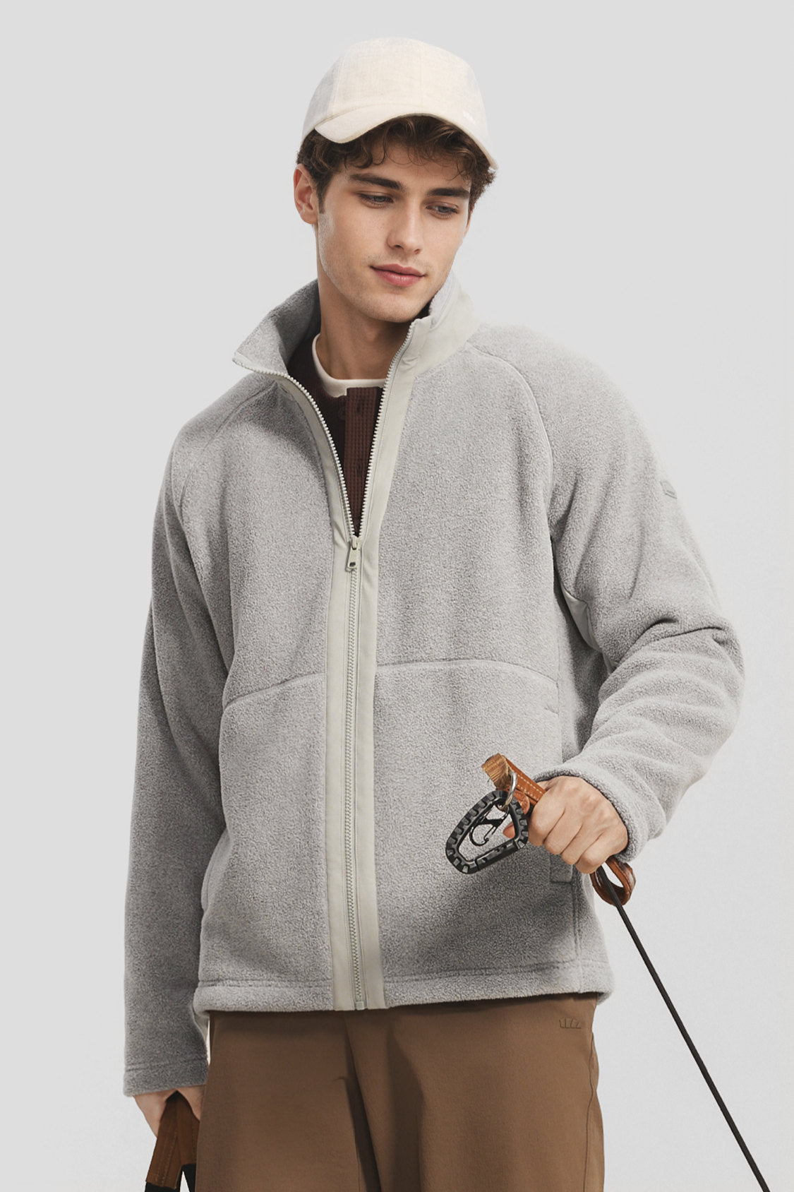 Men's Lightweight Stand-Collar Micro Fleece Jacket (Mid Warmth) PM038