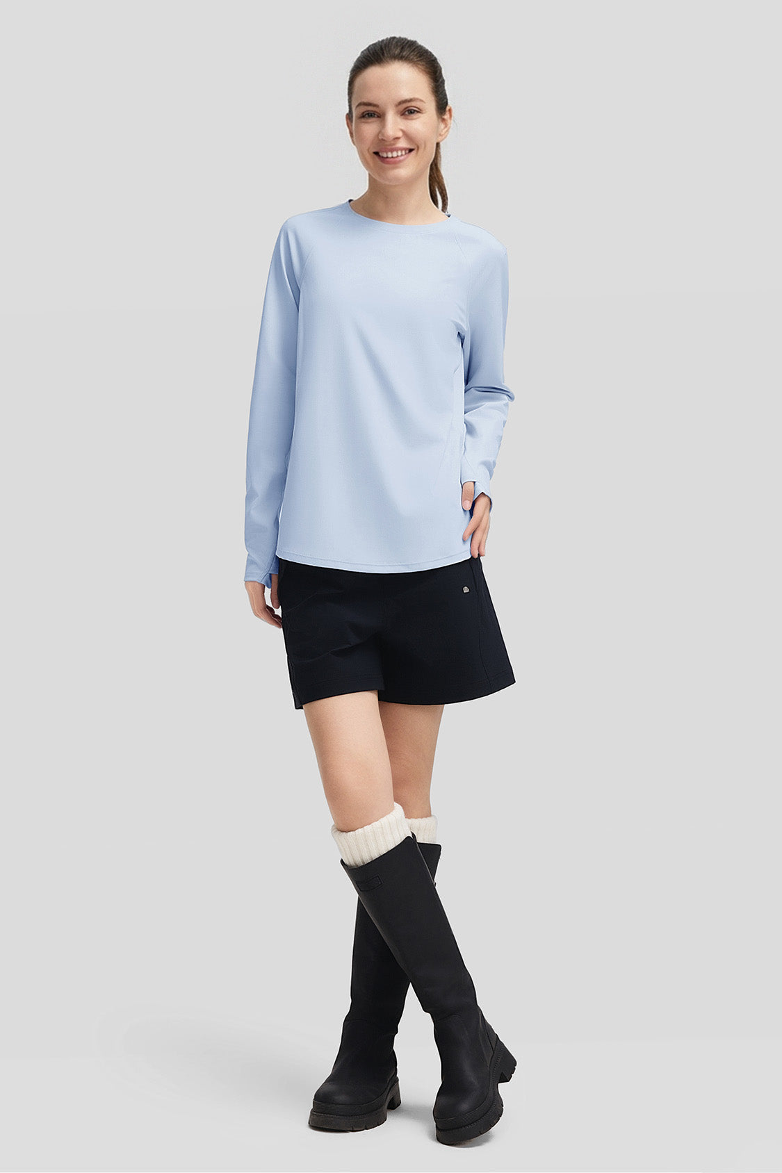 DryFlow – Camiseta de manga larga de secado rápido y ajuste relajado para mujer