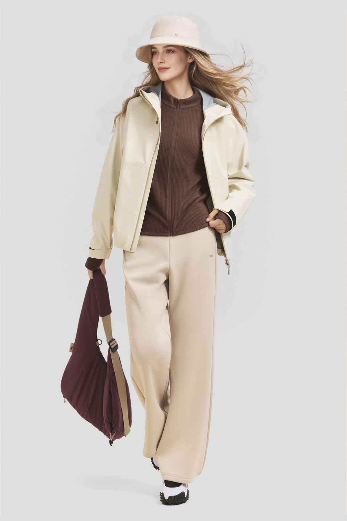 Women's High-Stretch Fleece Straight-Fit Two-Way-Zip Base Layer Top (Mid Warmth) PM022