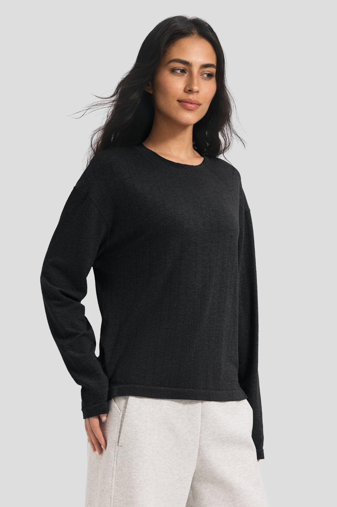 Women's High-Stretch Seamless Knit Relaxed Base Layer Top EL026