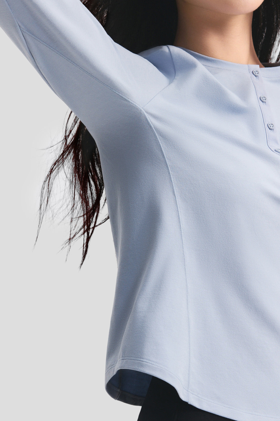 Women's Slim-Fit Long-Sleeve Henley T-Shirt CT022
