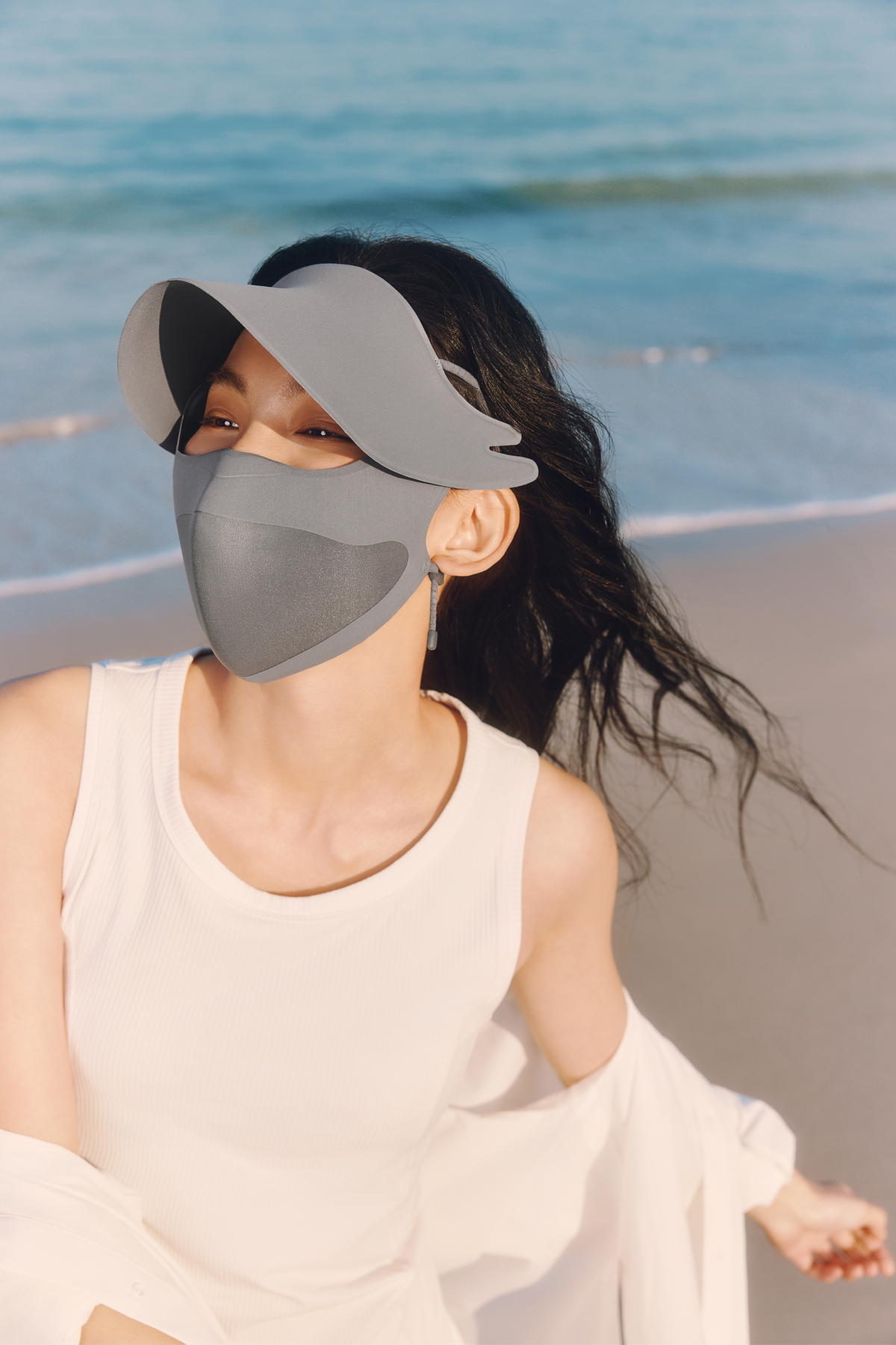 女性用ブリム付き保護フェイスカバー UPF 50+ SS011