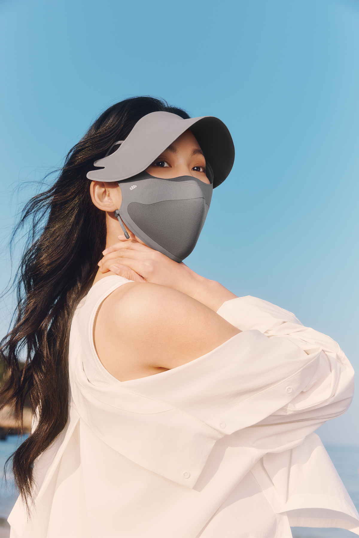女性用ブリム付き保護フェイスカバー UPF 50+ SS011
