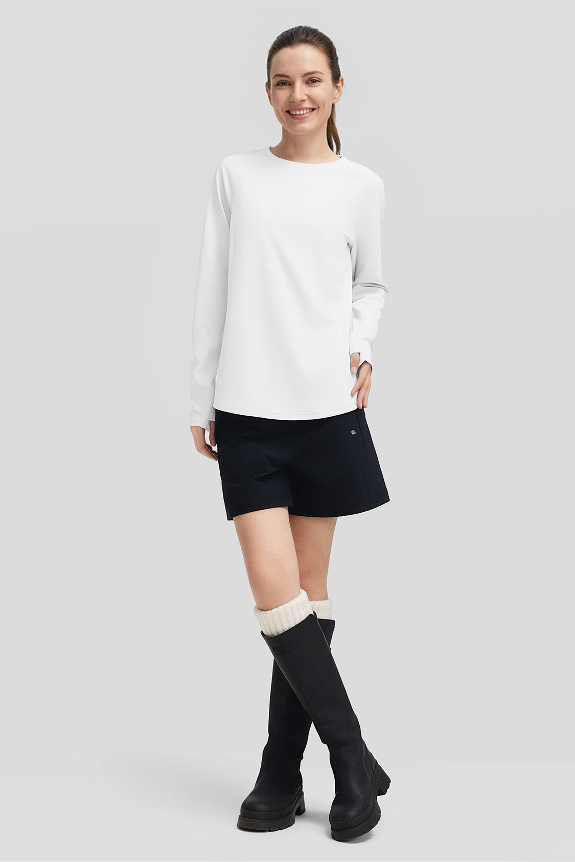 DryFlow – Camiseta de manga larga de secado rápido y ajuste relajado para mujer
