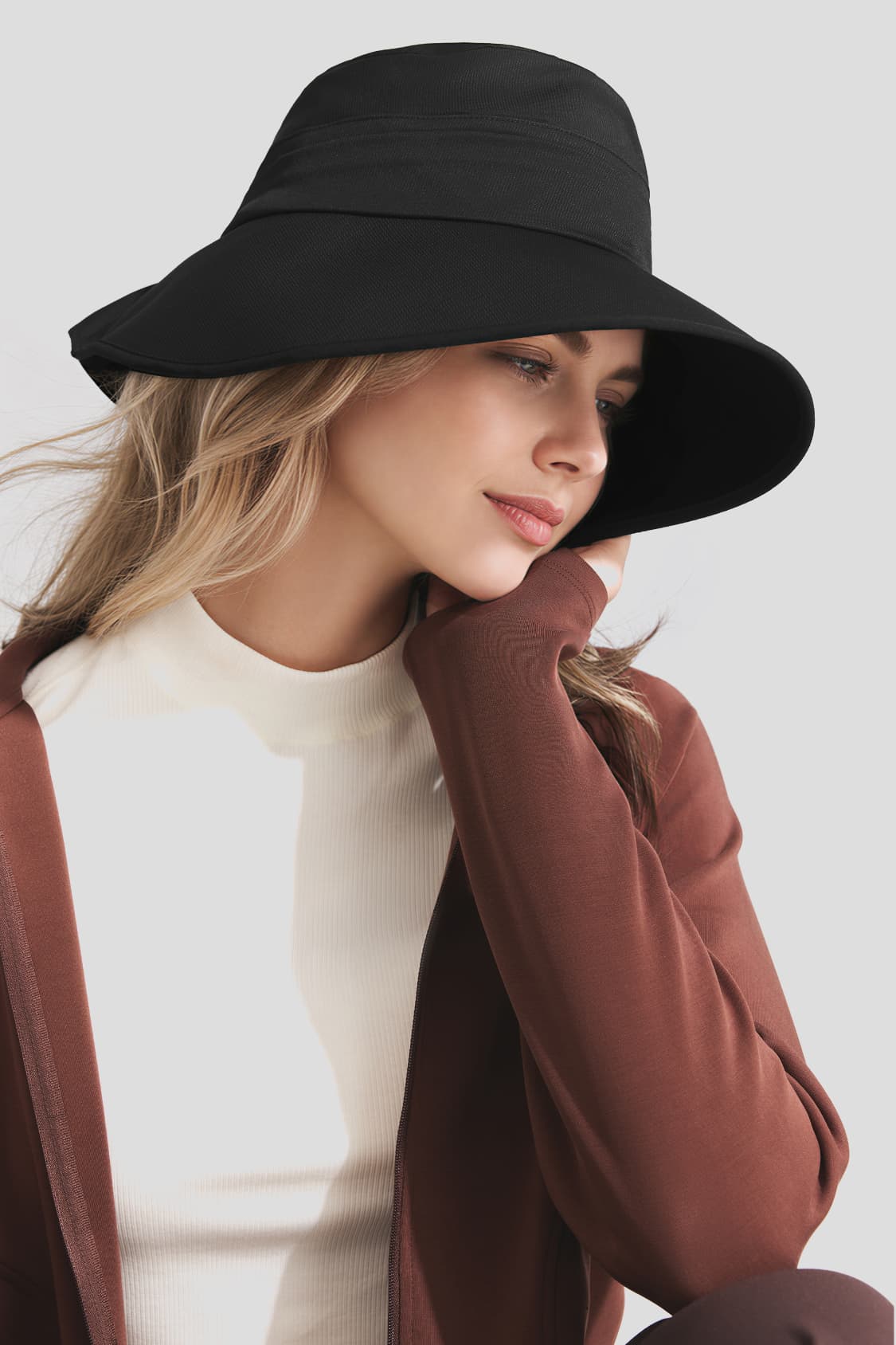 Wide-Brim Sun Protection Bucket Hat UPF50+ WR013